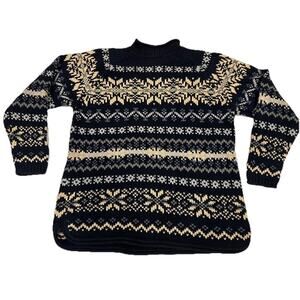 Eddie Bauer Sweater Women’s Sz MED Blue Stripe Heavy Cozy